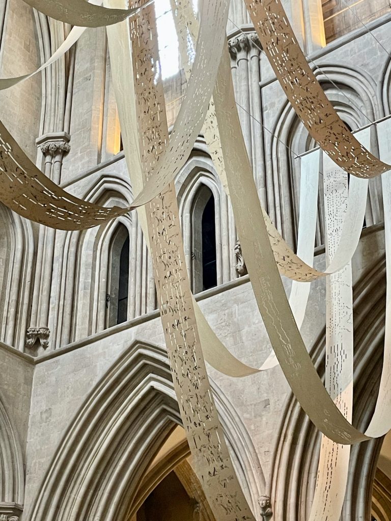 images of installation in Wells Cathedral august 2023